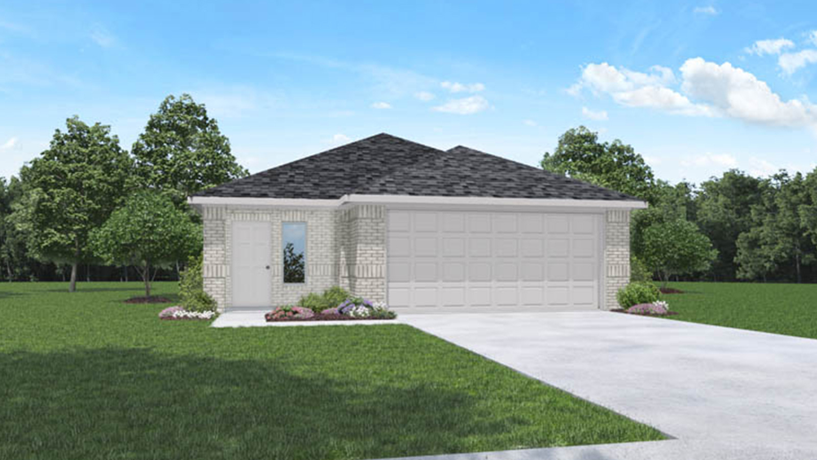 One story home with two car garage