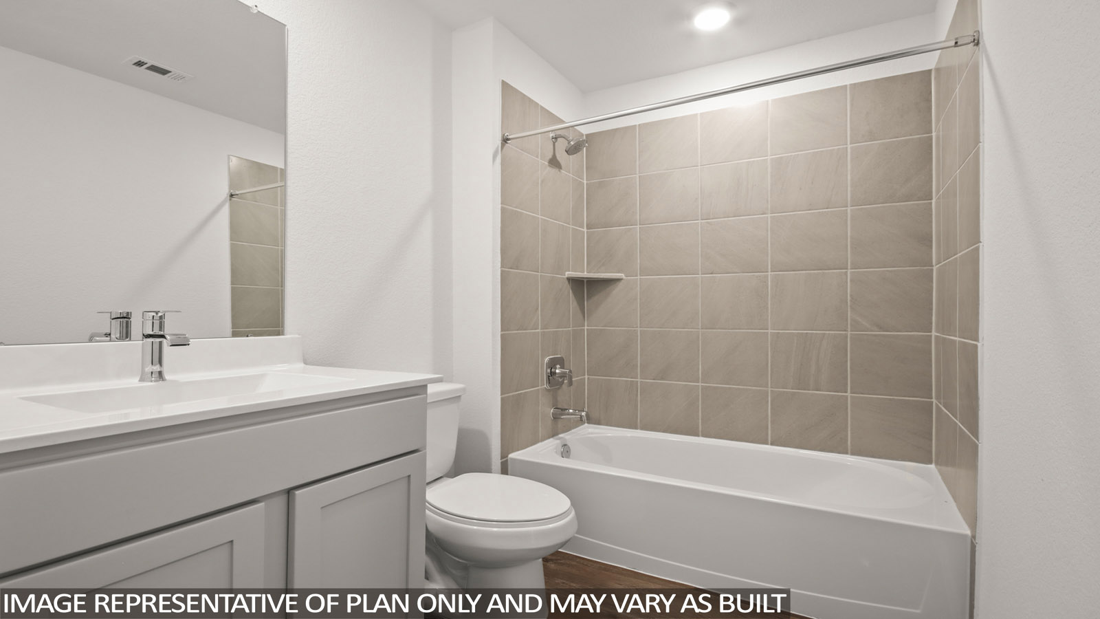secondary bathroom with tub/shower combo