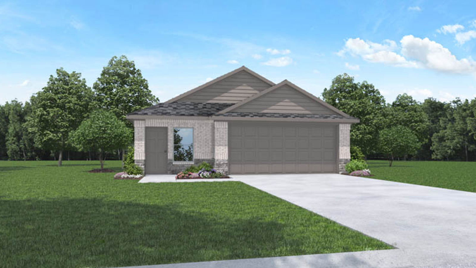 One story home with two car garage