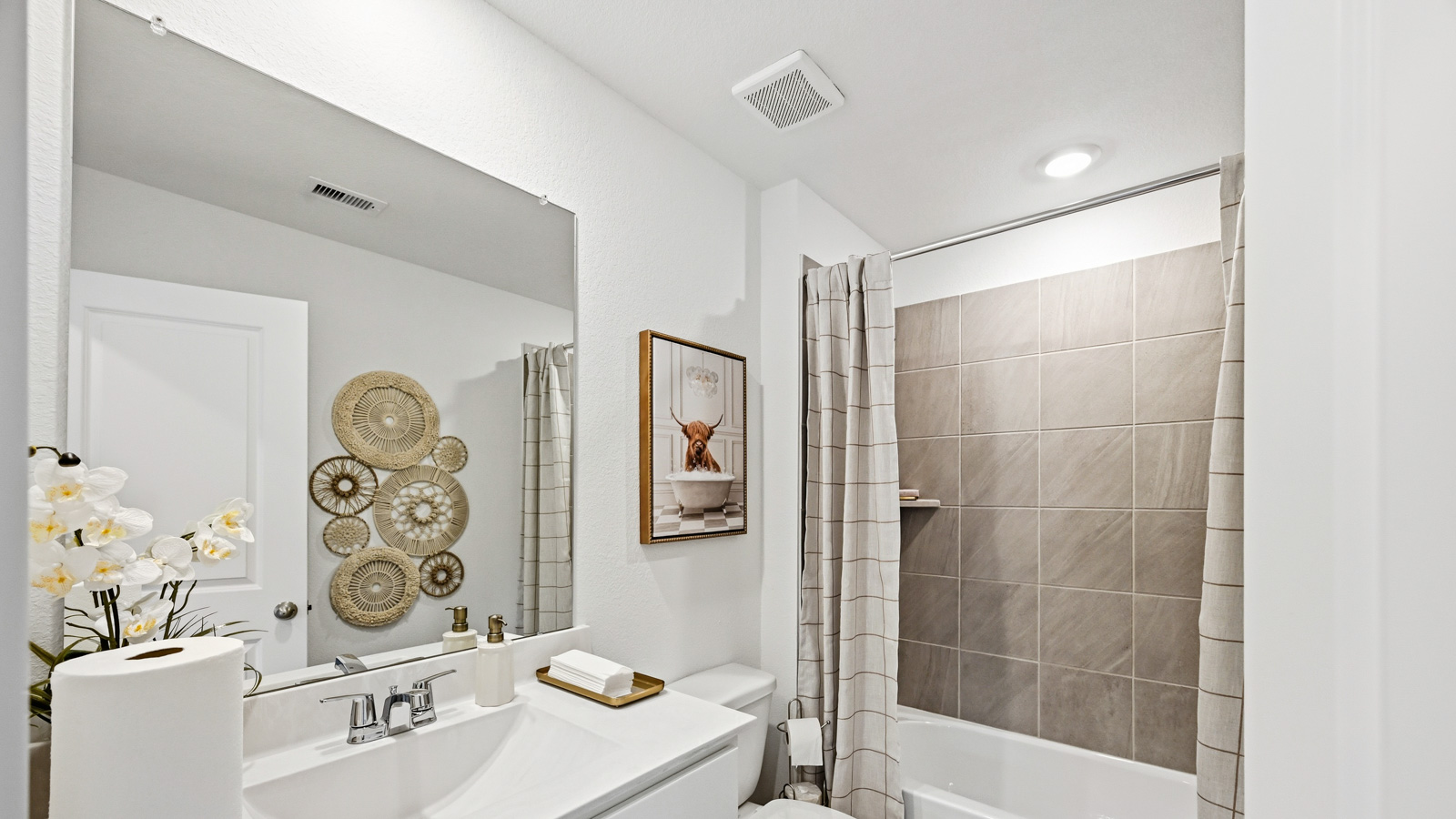 Secondary bathroom with single sink