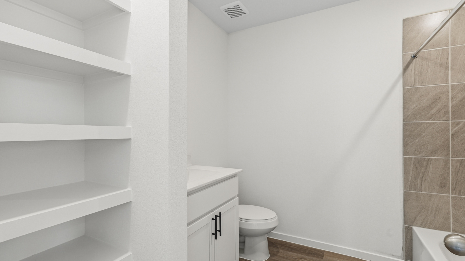 Secondary bathroom with single sink
