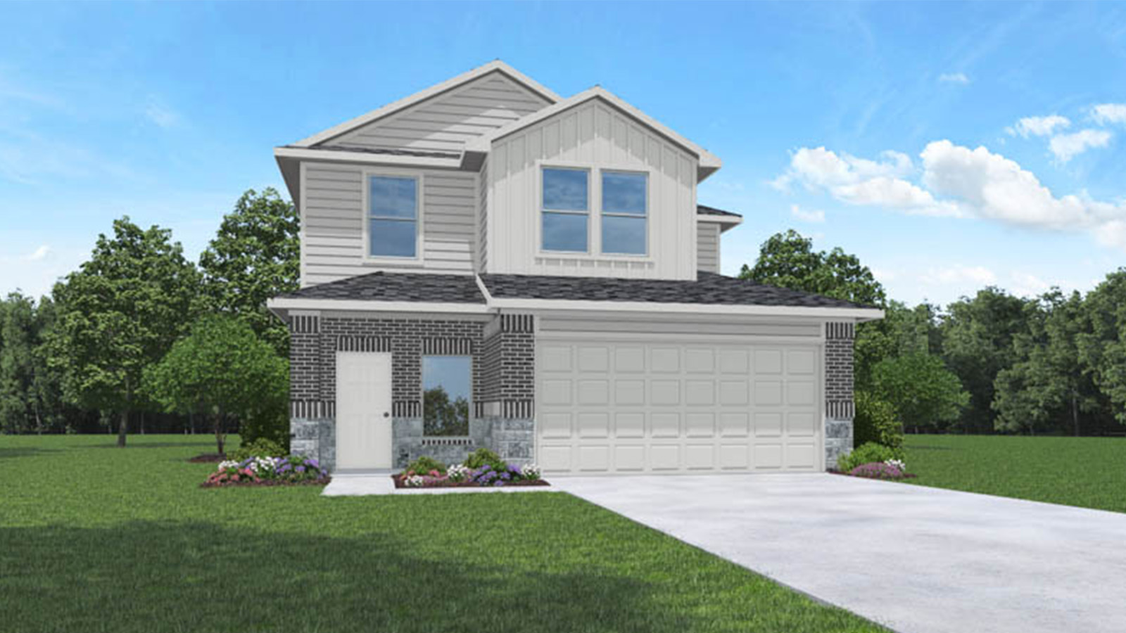 Two story home with two car garage