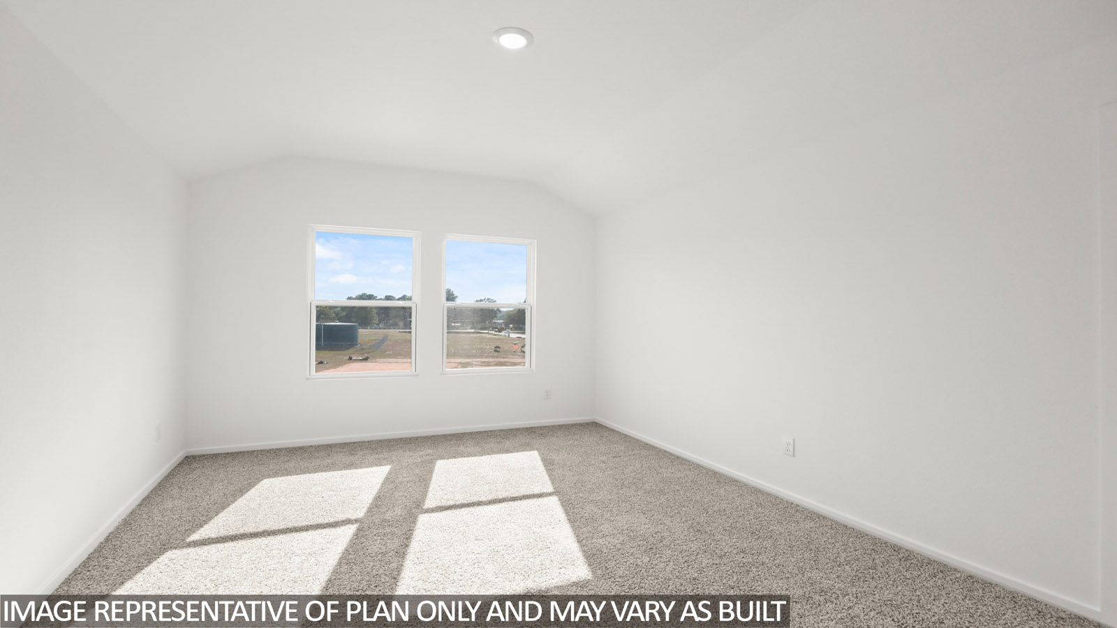 Second story game room with carpet flooring