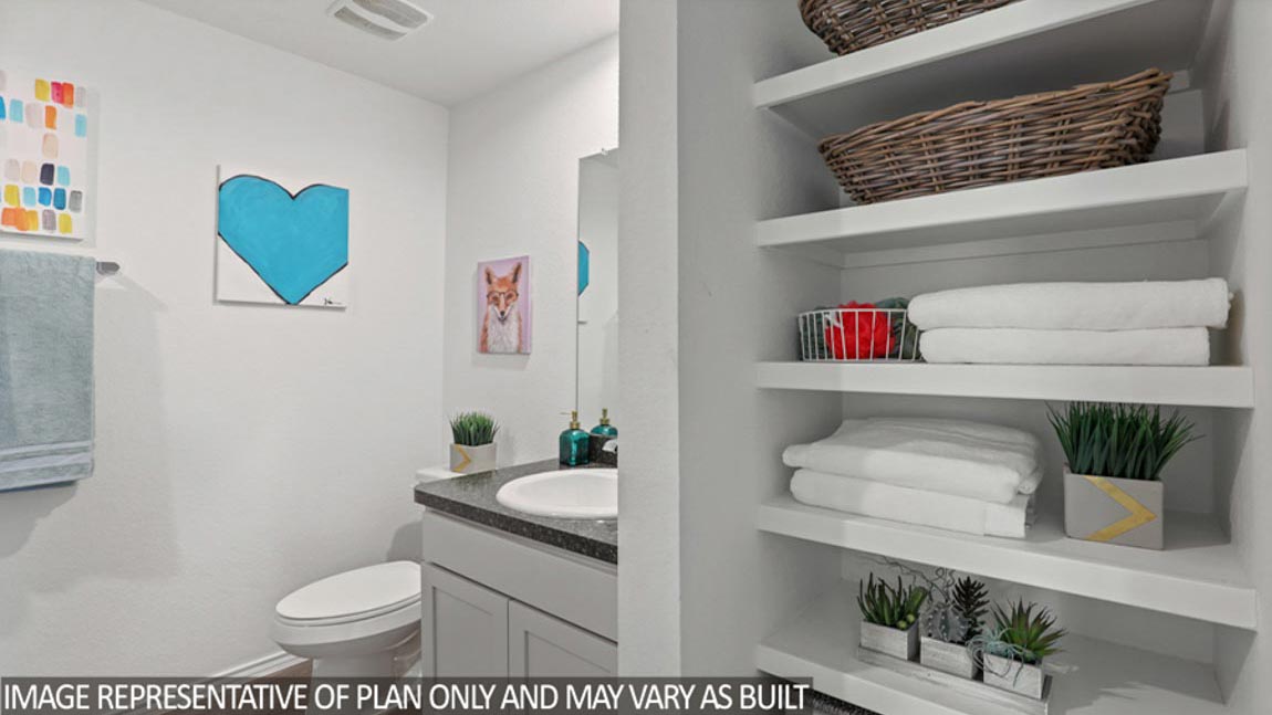 Secondary bathroom with single sink