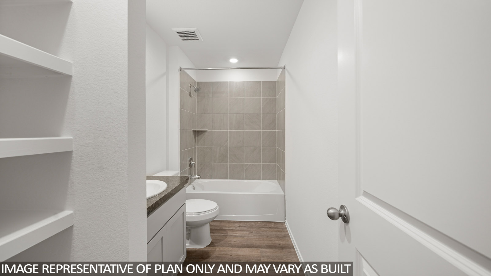 Secondary bathroom with single sink