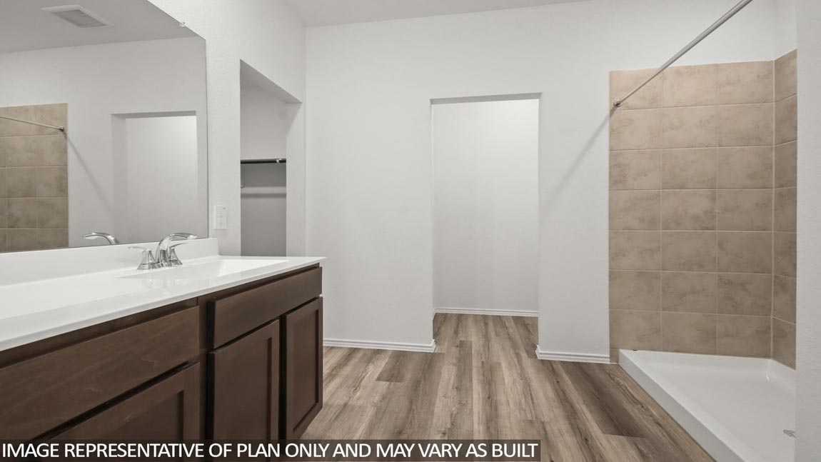 Primary bathroom with single sink