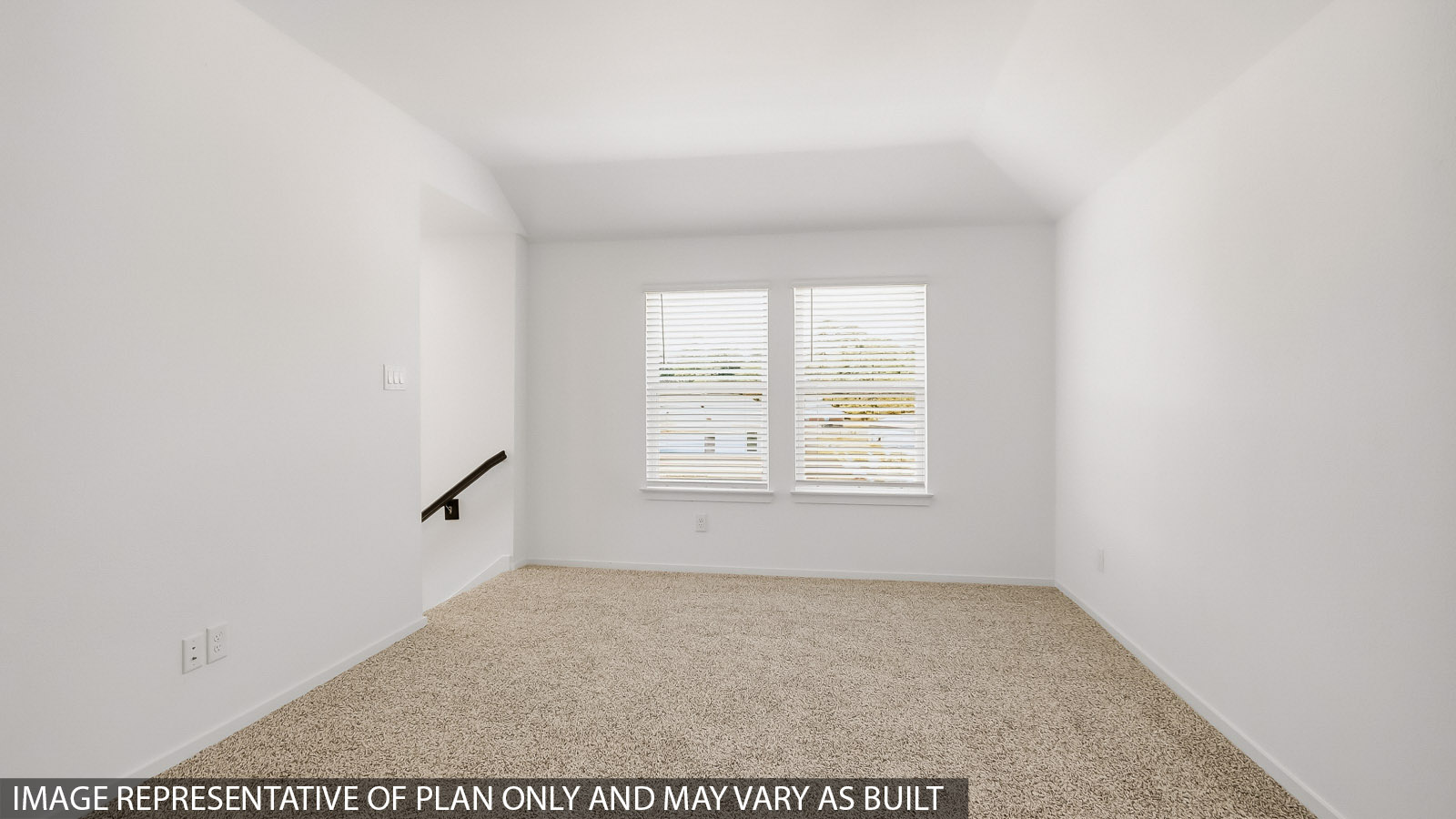 Second story game room with carpet flooring