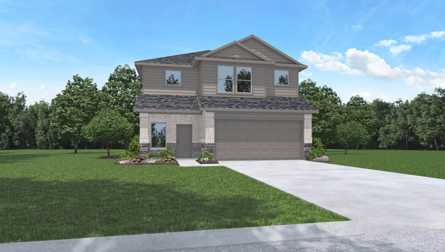 two story home with 2 car garage