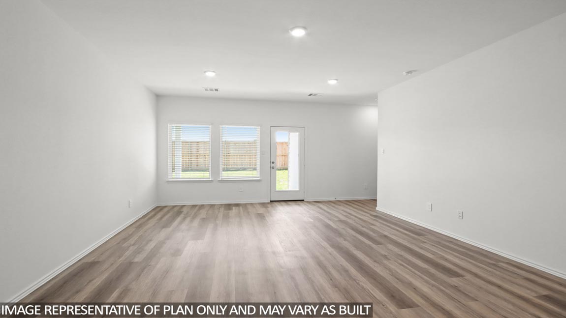 Open concept living, dining, and kitchen area