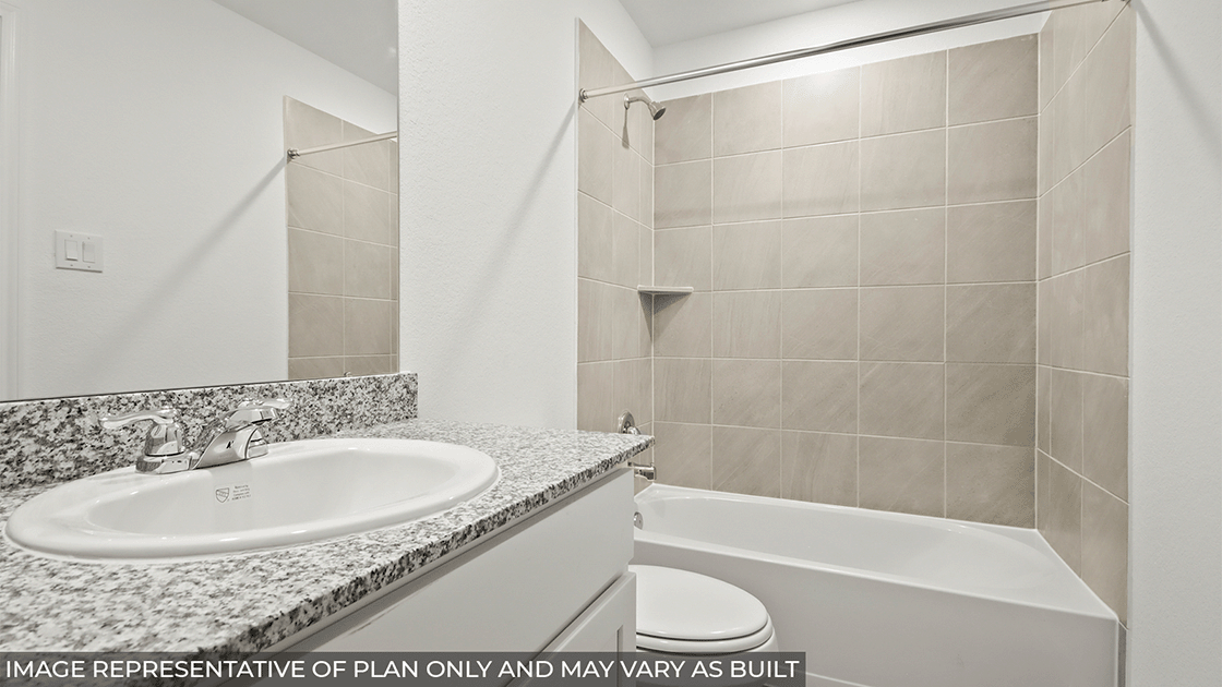 secondary bathroom with tub/shower combo