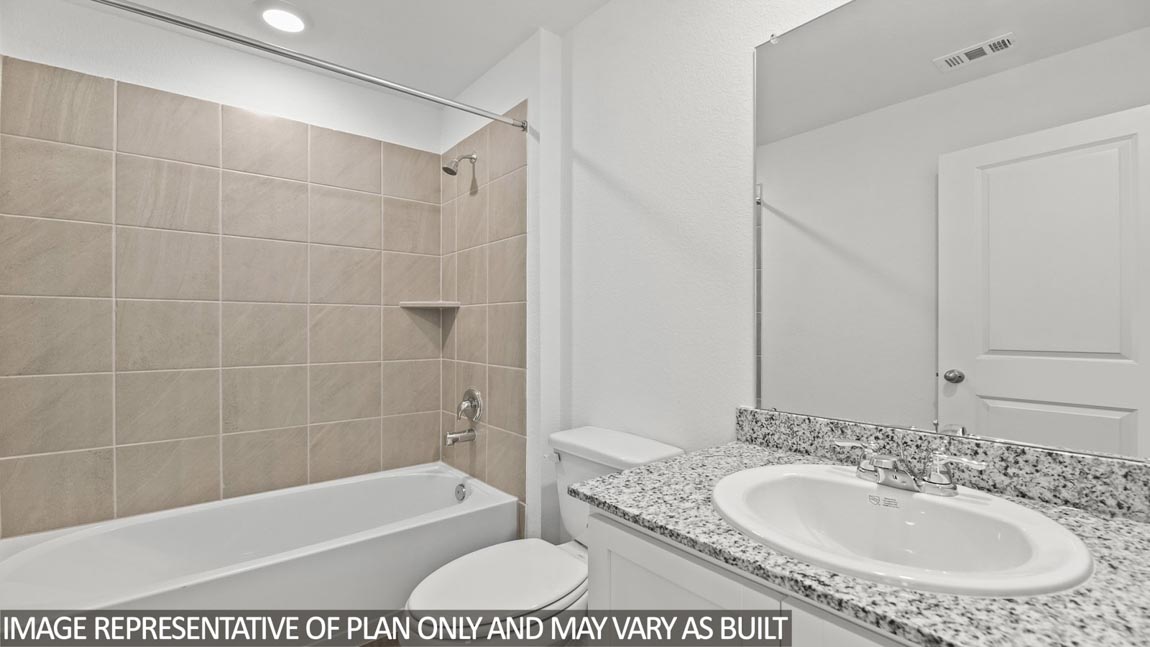 secondary bathroom with tub/shower combo