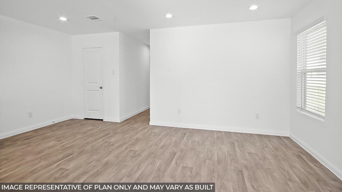 Open-concept living and dining space.