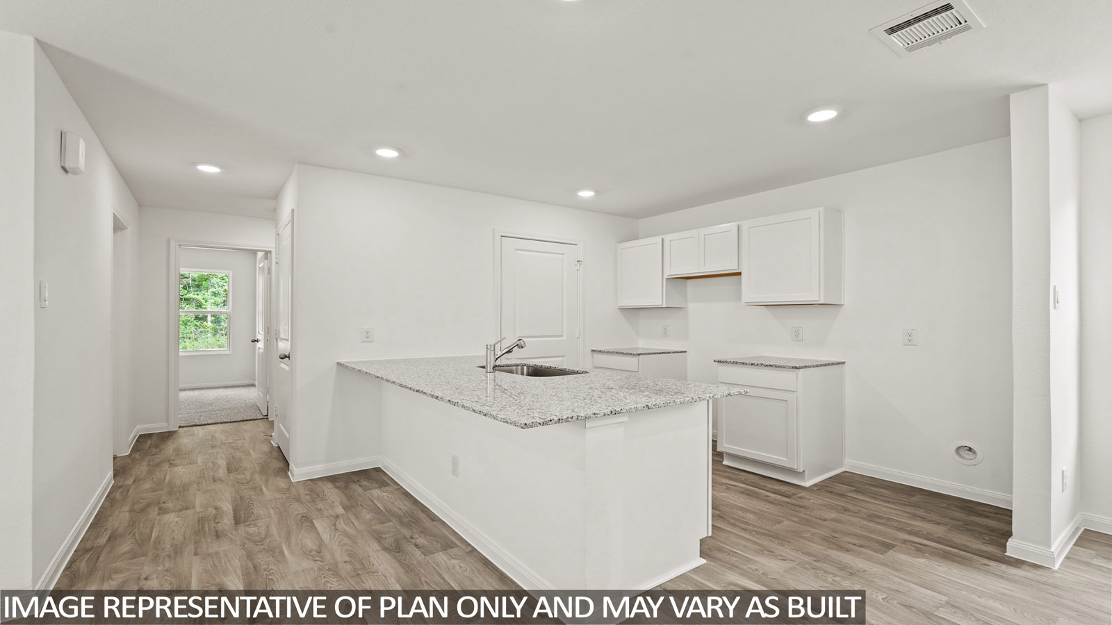 Open concept living, dining, and kitchen area