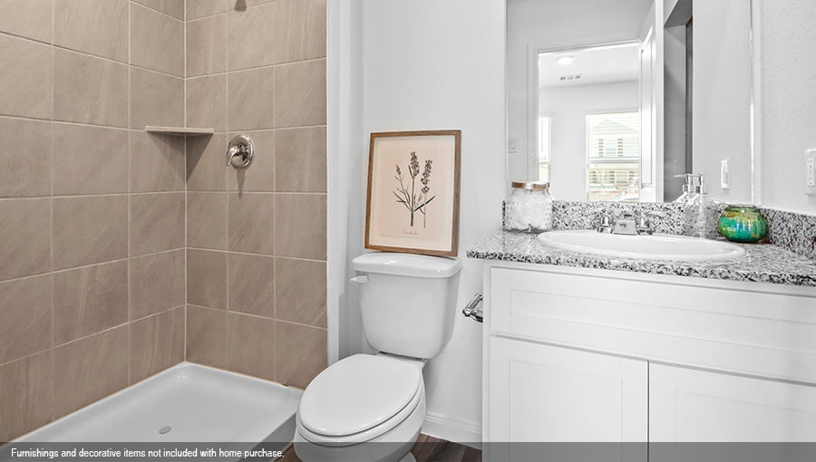 Secondary bathroom with single sink