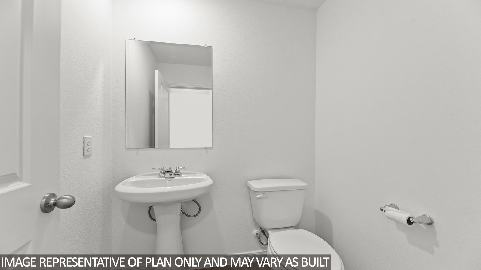 Powder bathroom with pedestal sink