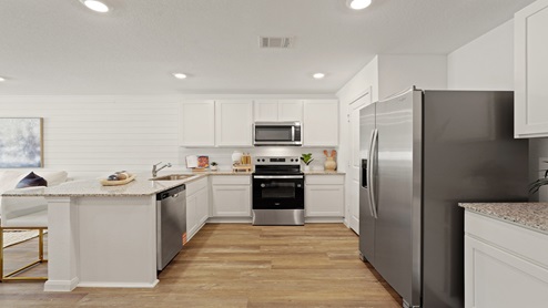 Kitchen with vinyl flooring