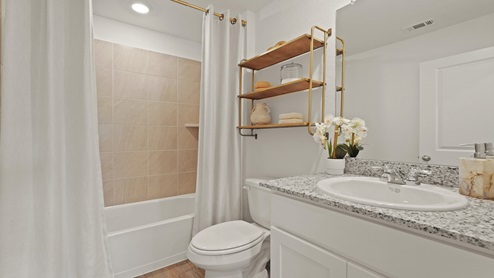 Secondary bathroom with single sink