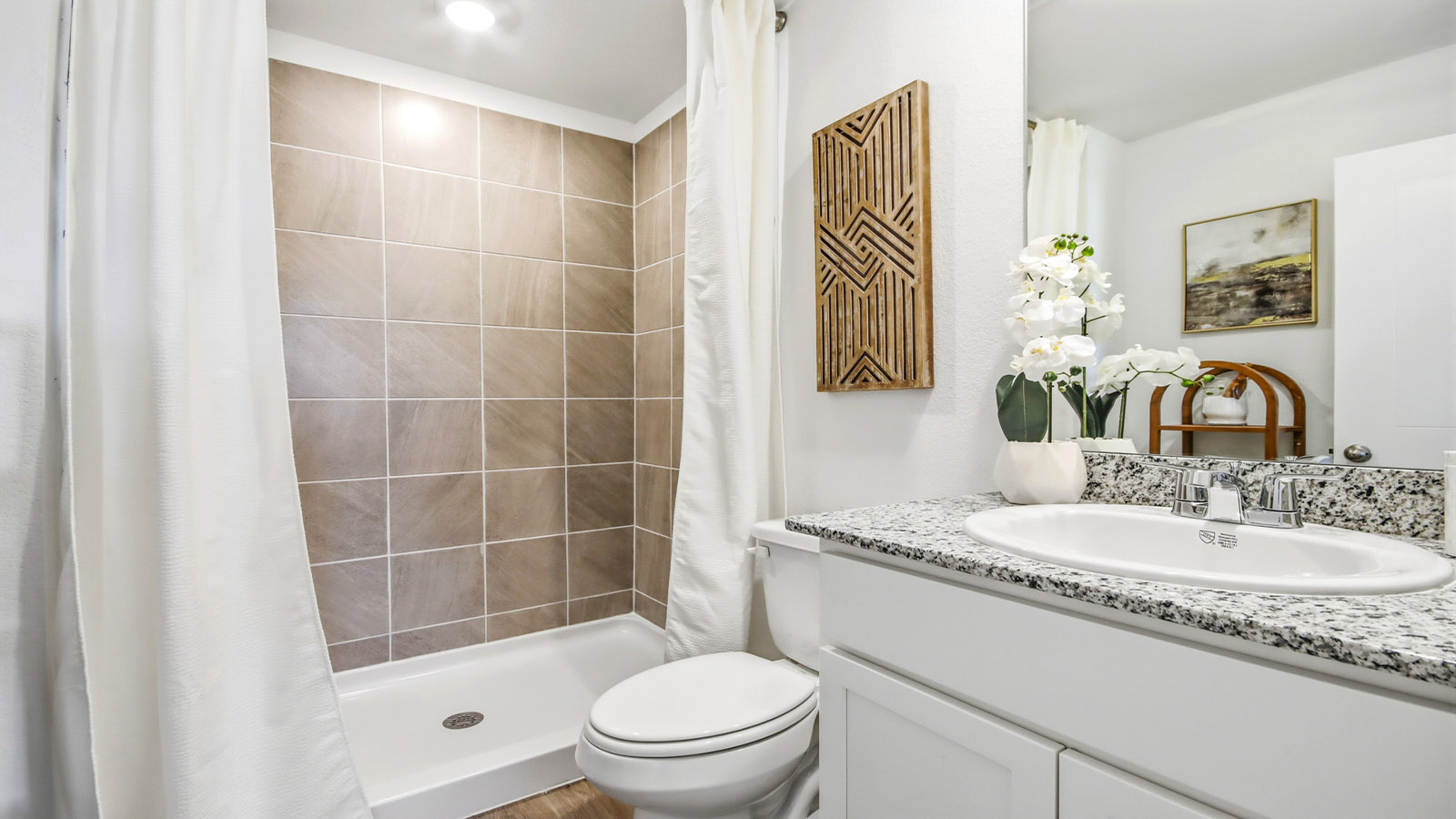 primary bathroom with single sink