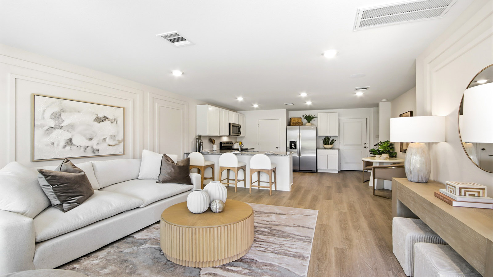 living room with vinyl flooring