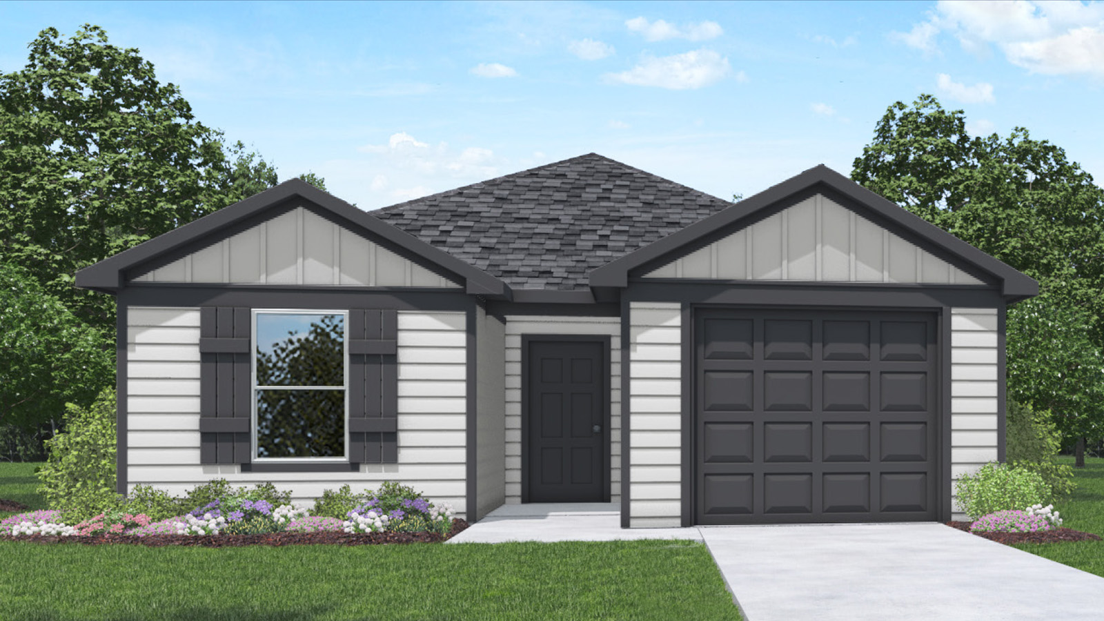 One story home with one car garage