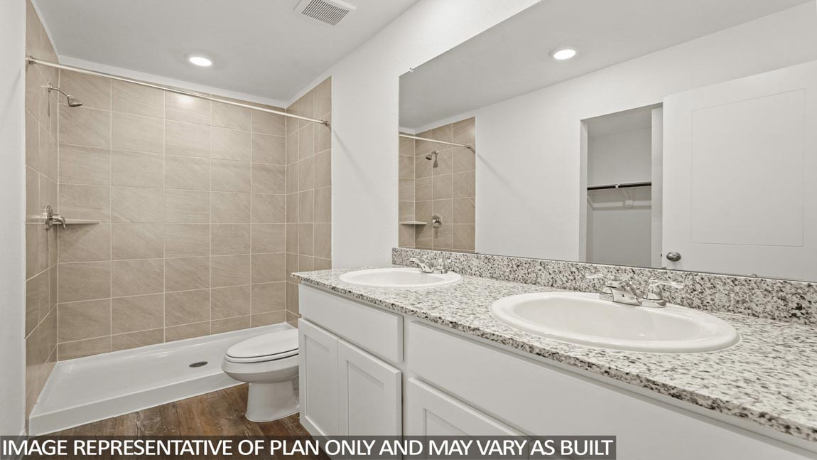 Primary bathroom with single sink