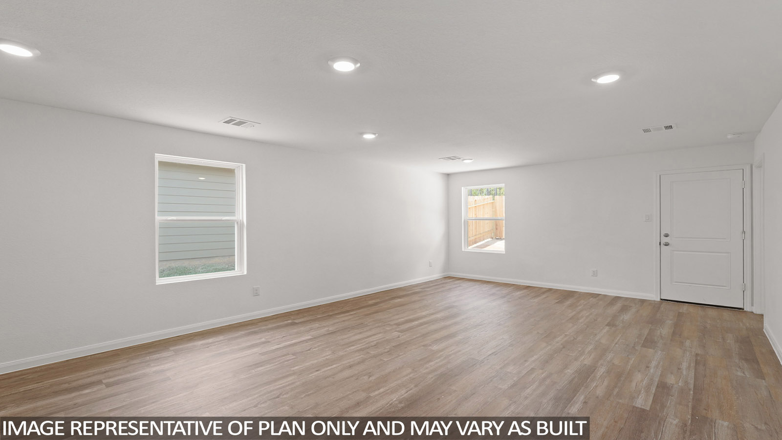 Open concept living, dining, and kitchen area