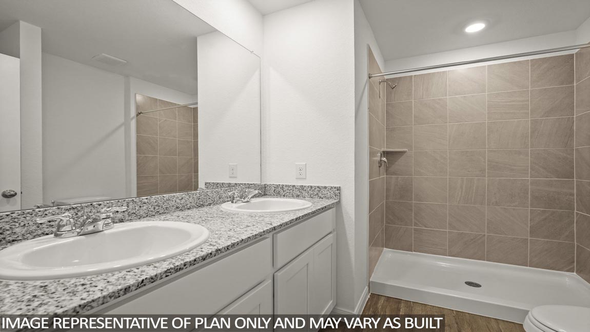 Primary bathroom with single sink