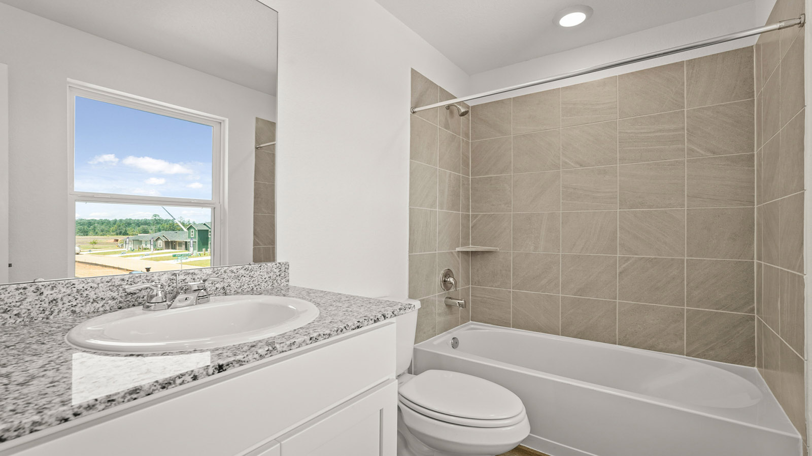 Secondary bathroom with single sink