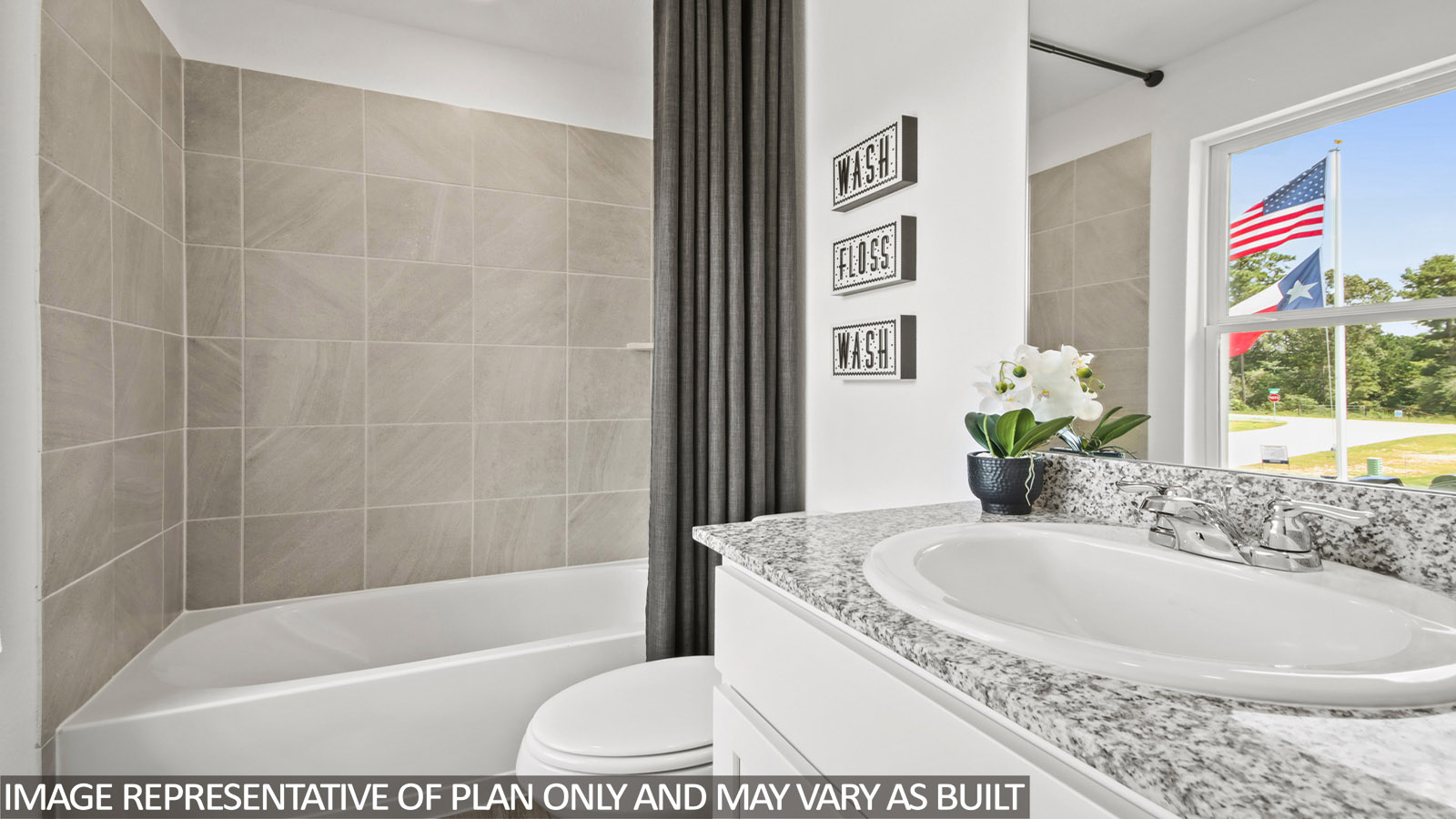 Secondary bathroom with single sink