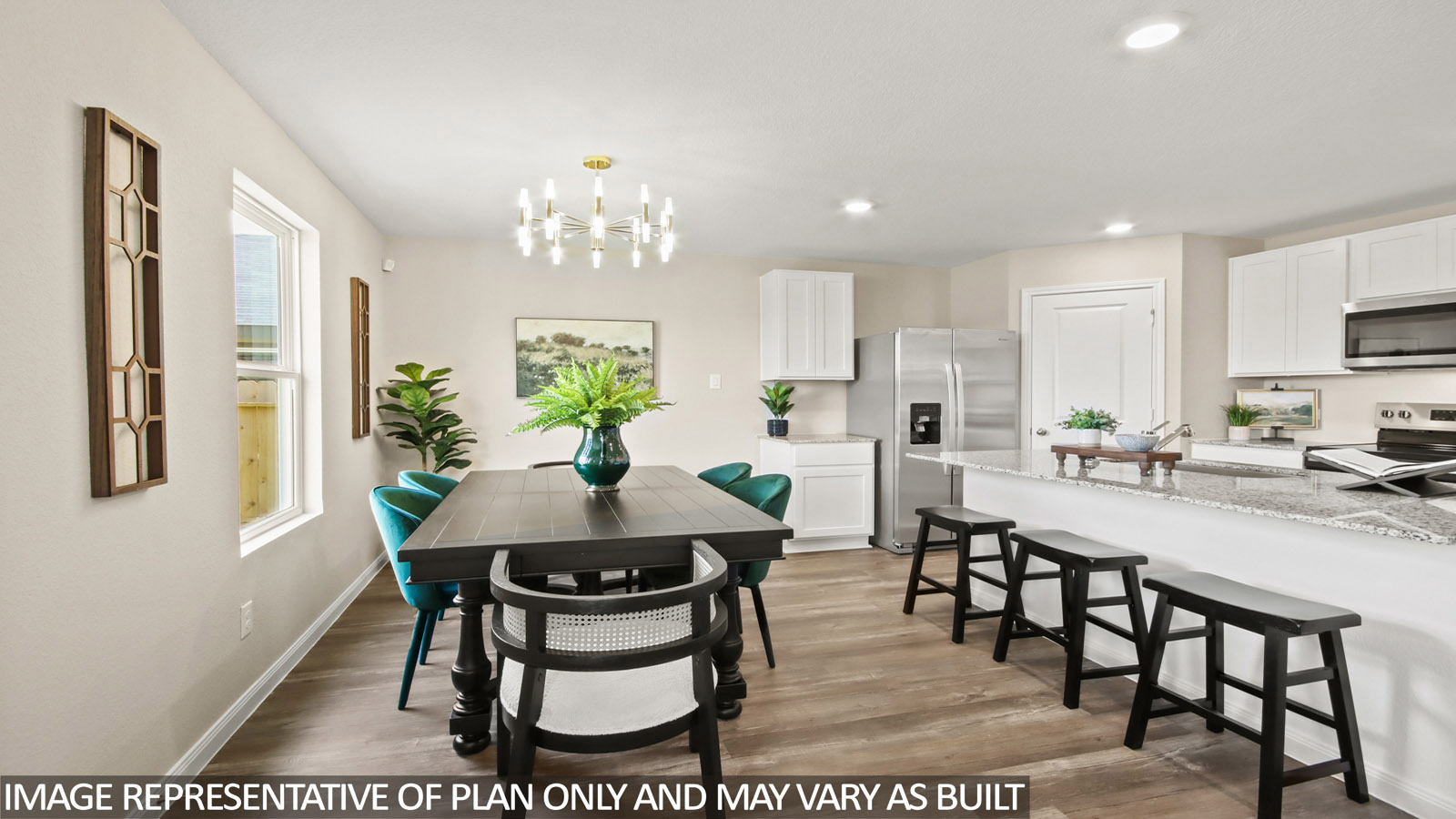 Open concept living, dining, and kitchen area