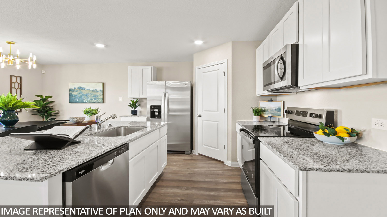 Open concept living, dining, and kitchen area