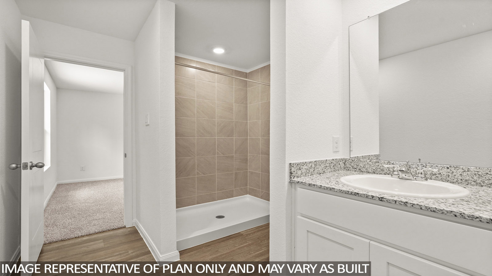 Primary bathroom with single sink