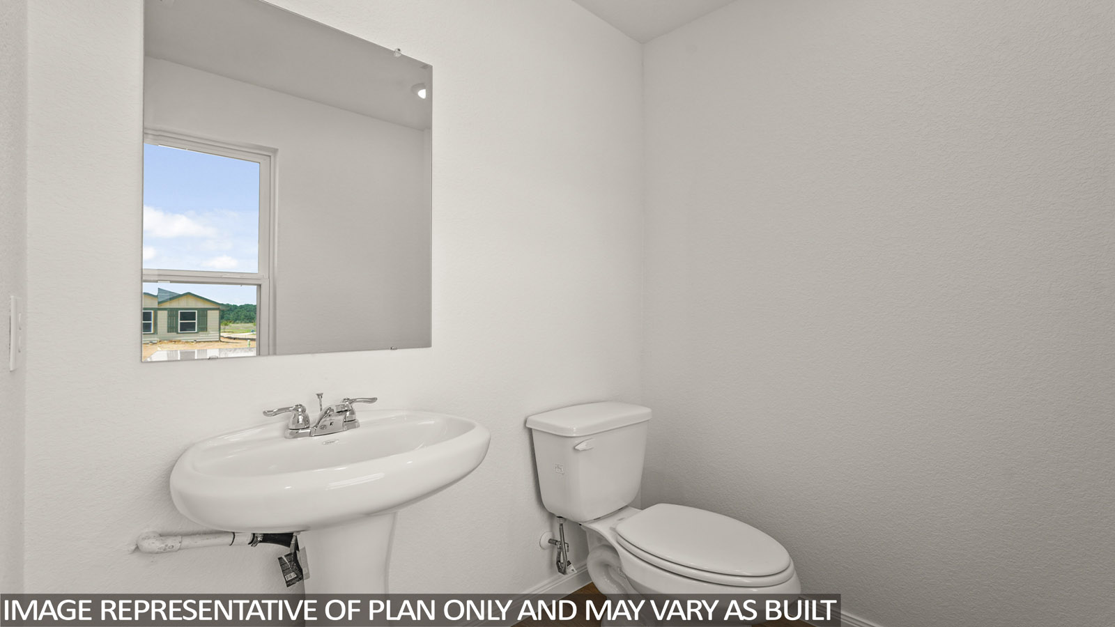 Powder bathroom with pedestal sink