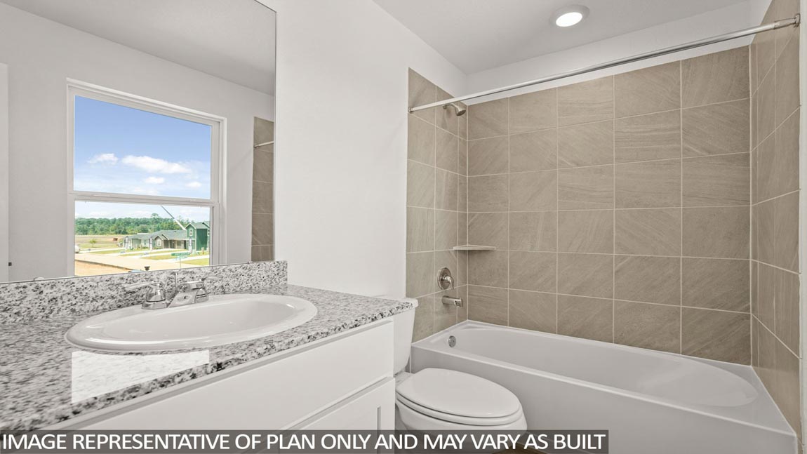 Secondary bathroom with single sink