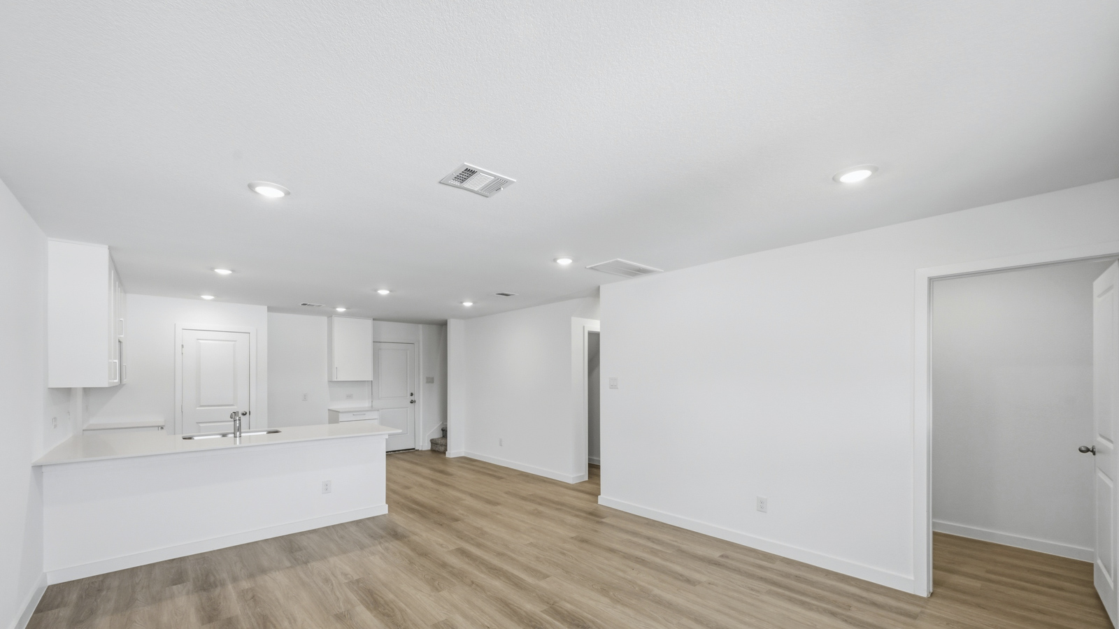 open concept living and dining area