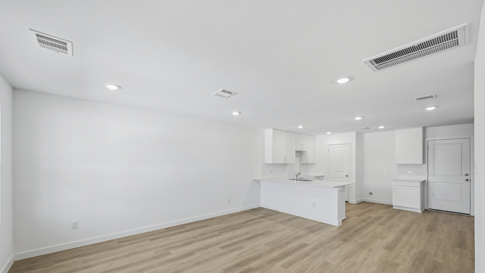 open concept living and dining area