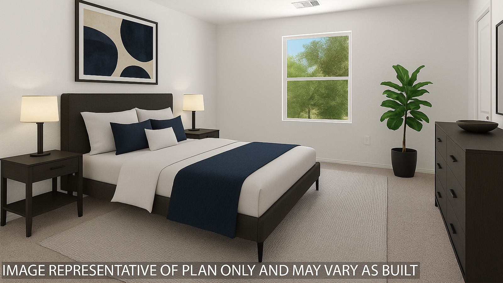 Primary bedroom with carpet flooring