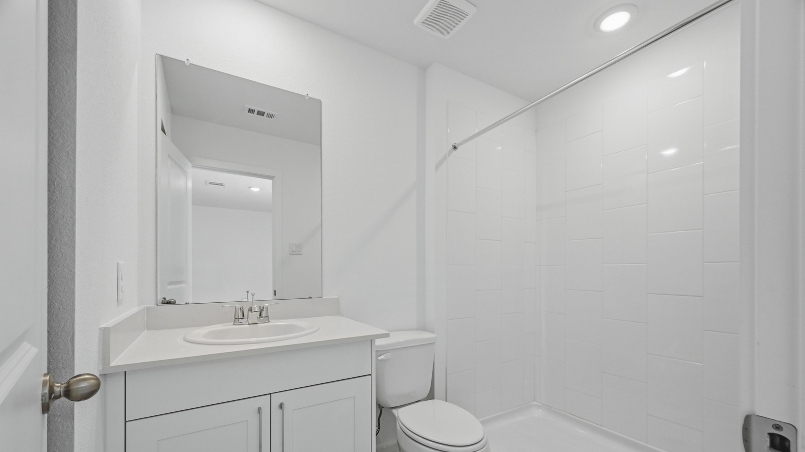 Primary bathroom with single sink