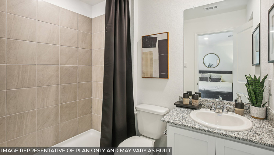 Primary bathroom with single sink