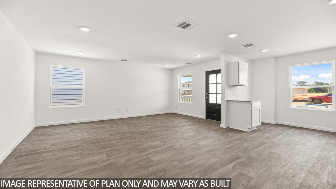 open concept kitchen and living room