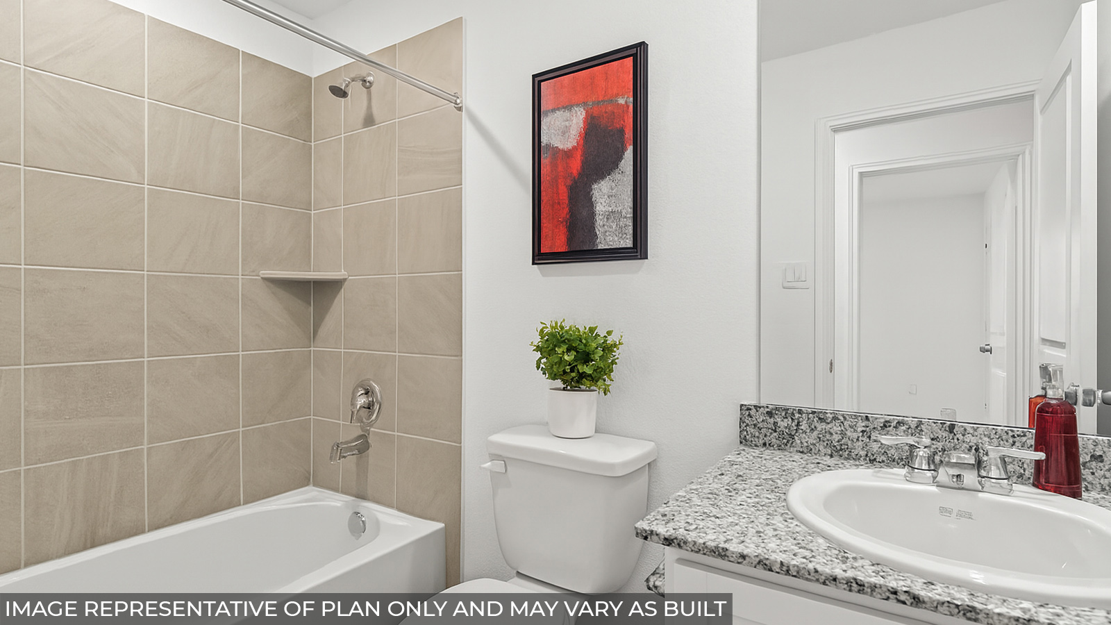 secondary bathroom with tub/shower combo