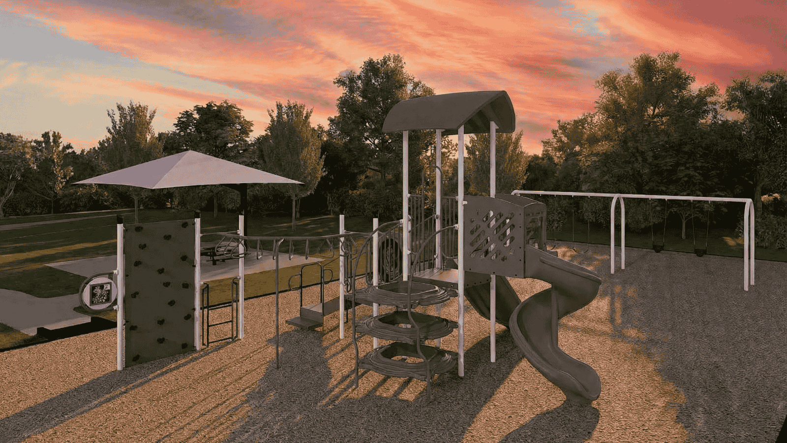 sunset view of amenity center