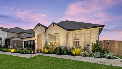 front of westwood model home at dusk