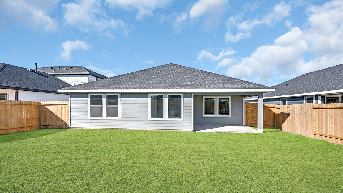 Representation of patio overlooking yard