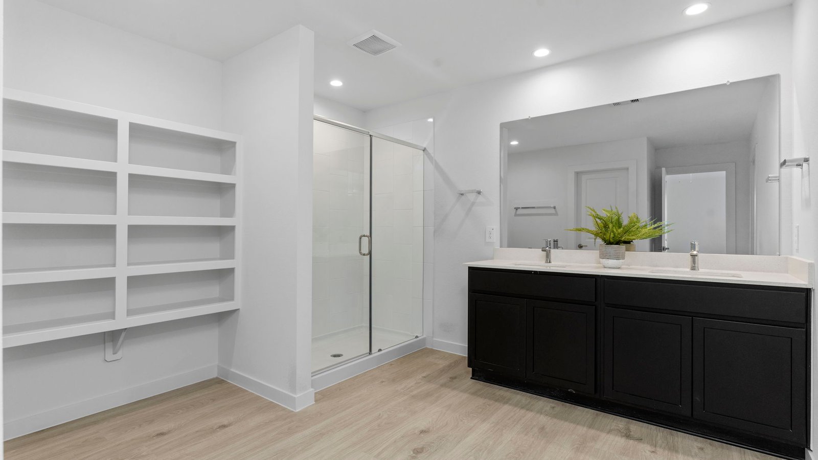 spacious primary bathroom