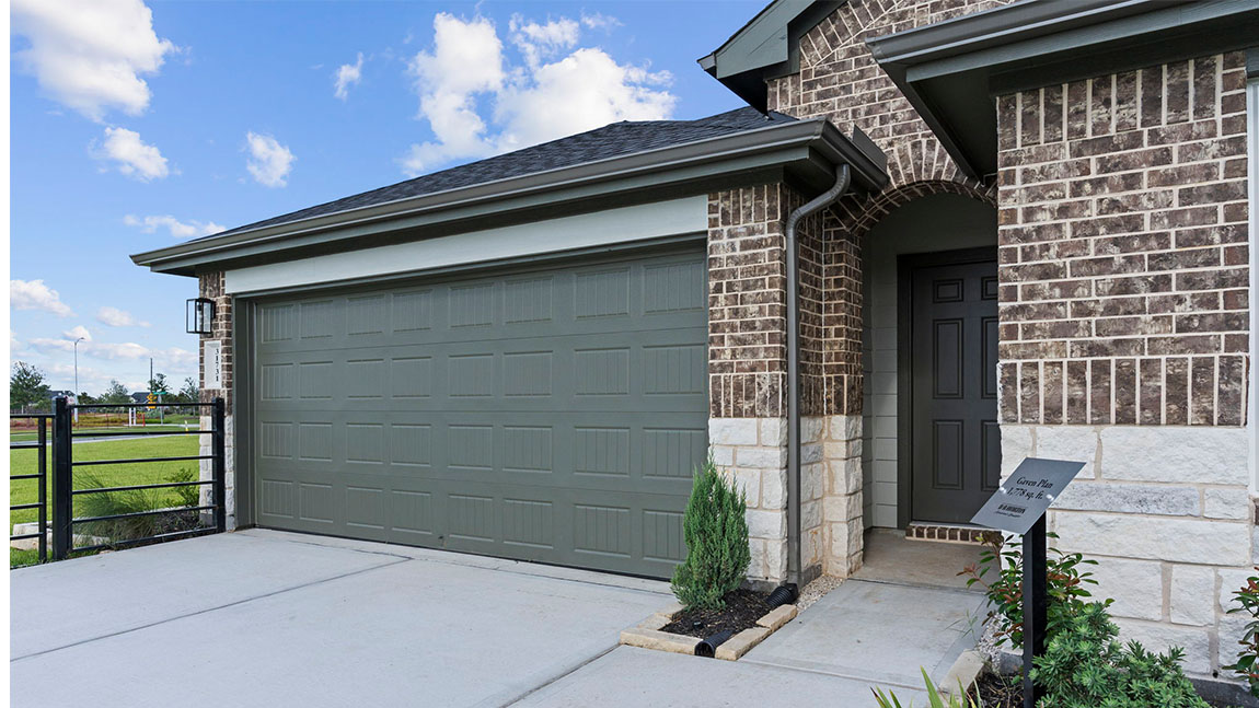 Exterior of single story modern brick style home