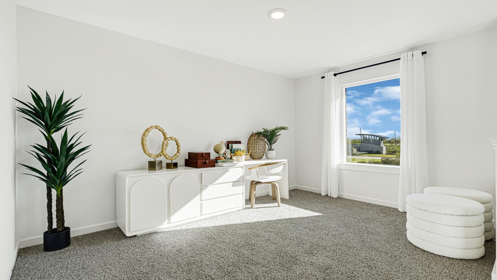 upstairs study area with window