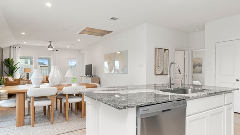 kitchen with island open concept living area