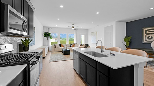 kitchen with living area view