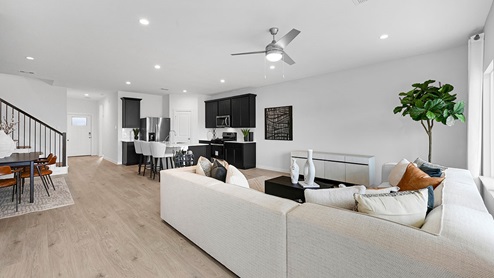 living area looking at kitchen